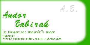 andor babirak business card